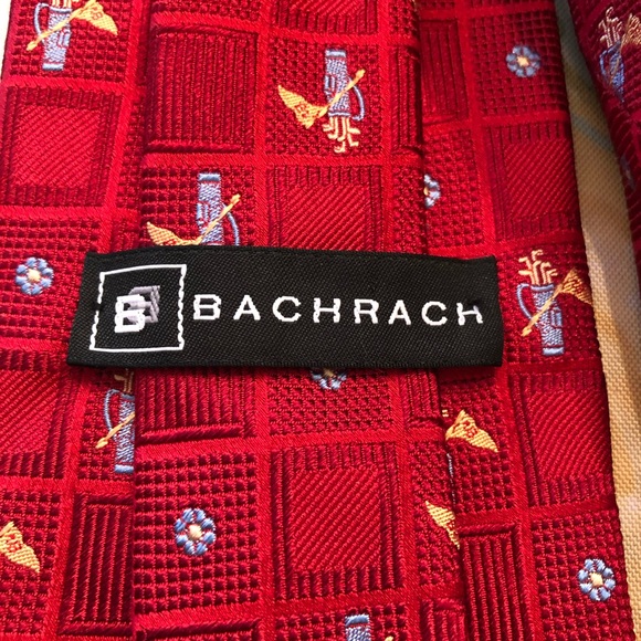 Bachrach Mens Necktie Tie w/Golf Clubs Red - Picture 4 of 4